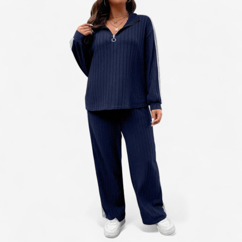 Julira – Half-zip trui-set met wijde broek Velani