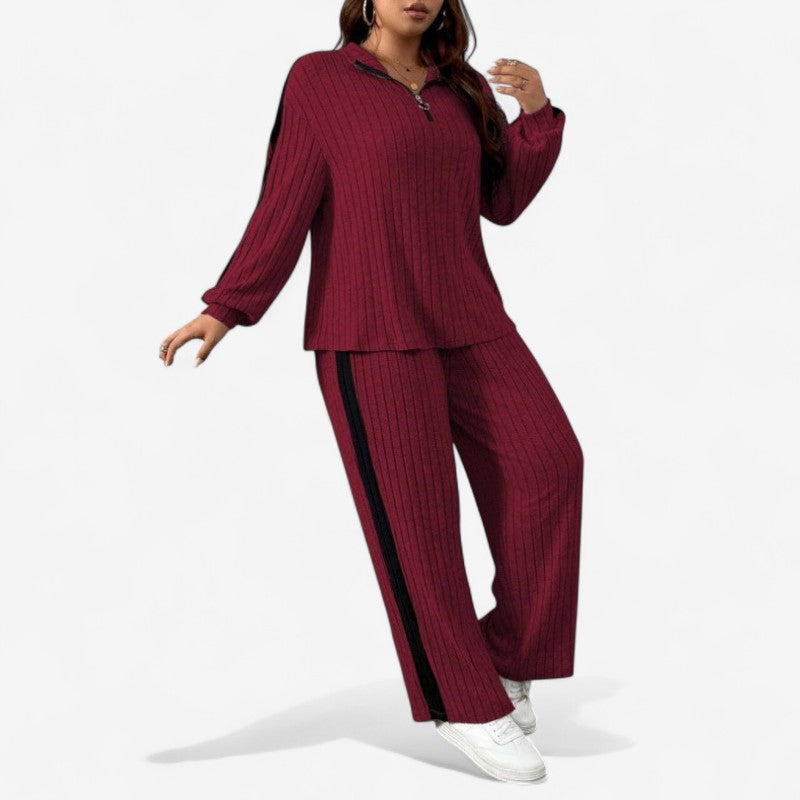 Julira – Half-zip trui-set met wijde broek Velani