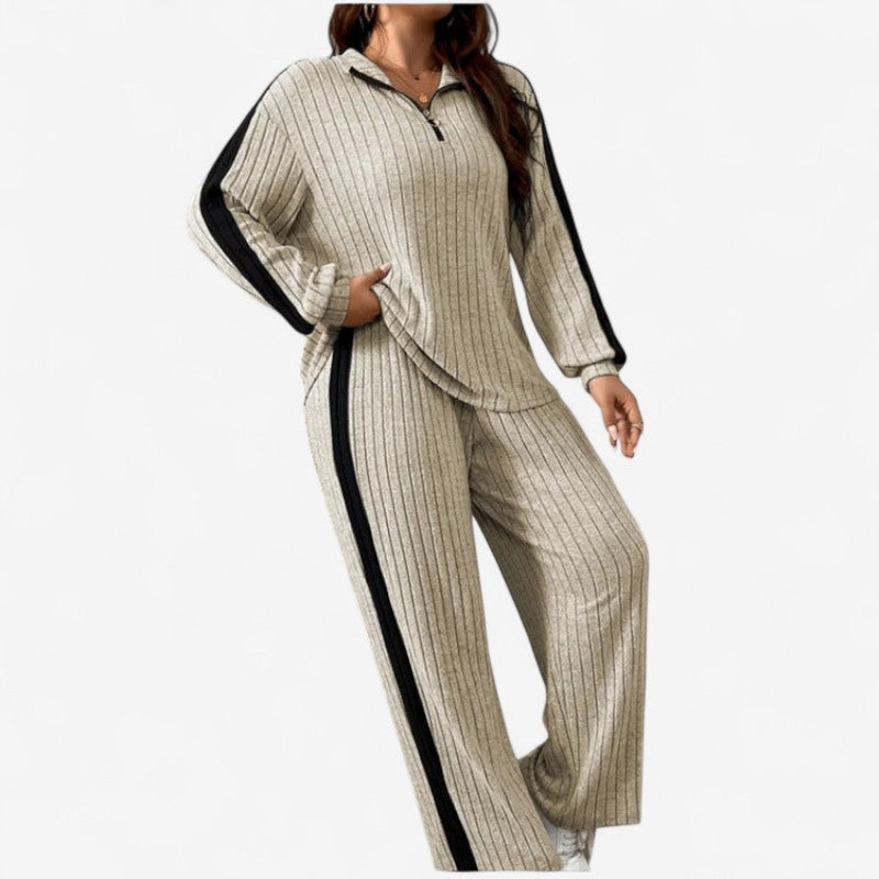 Julira – Half-zip trui-set met wijde broek Velani