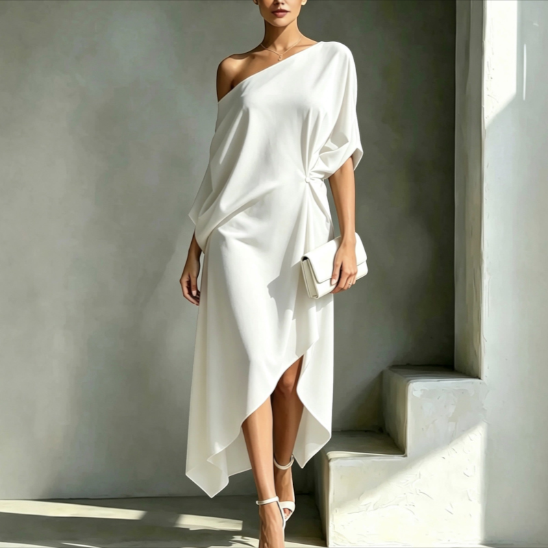 Lunova - Women's Asymmetrical Dress with Fluid Silhouette