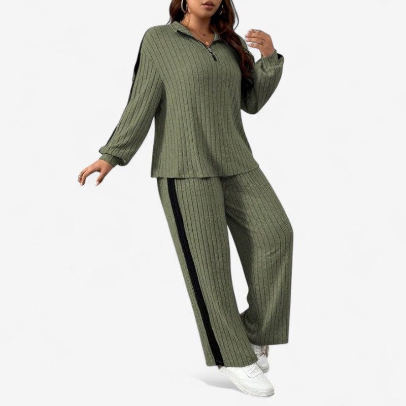 Julira – Half-zip trui-set met wijde broek Velani