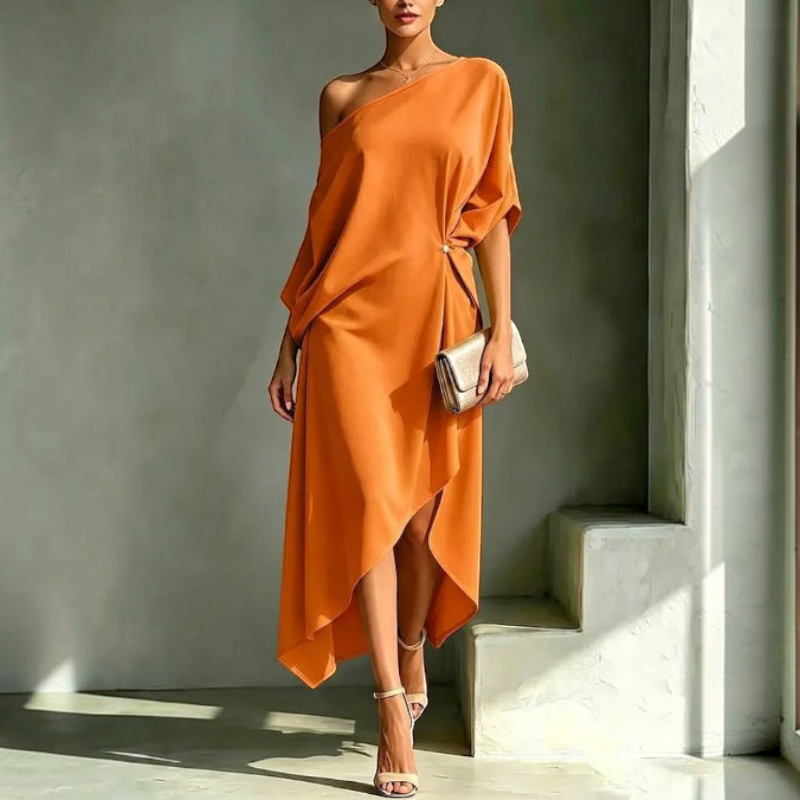 Lunova - Women's Asymmetrical Dress with Fluid Silhouette