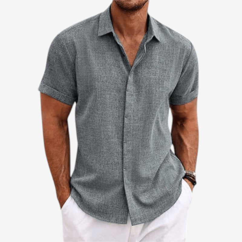 Men's Stylish Slim Fit Short Sleeve Button-Up Shirt
