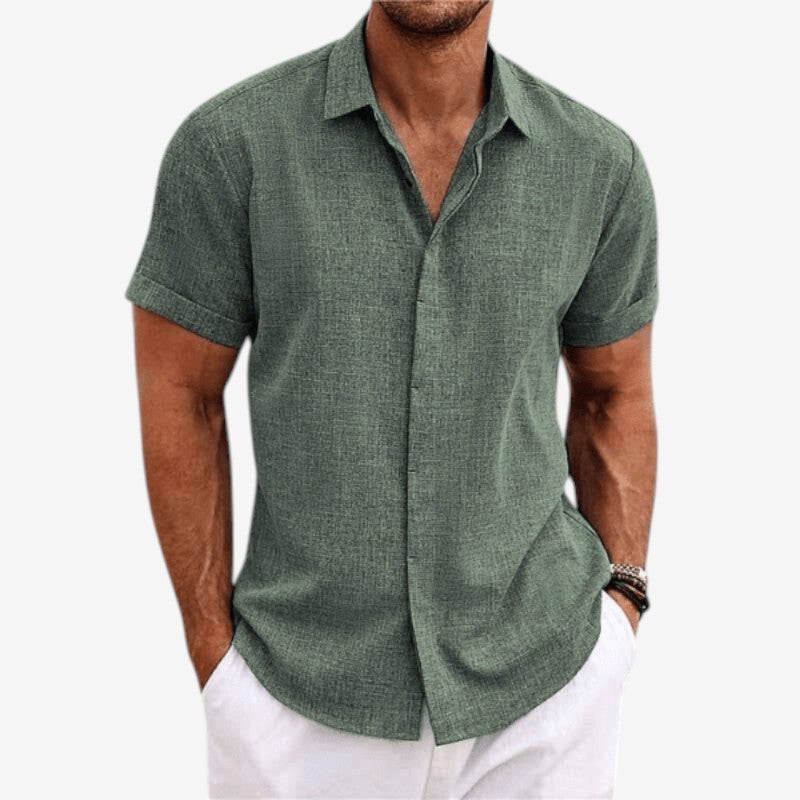 Men's Stylish Slim Fit Short Sleeve Button-Up Shirt