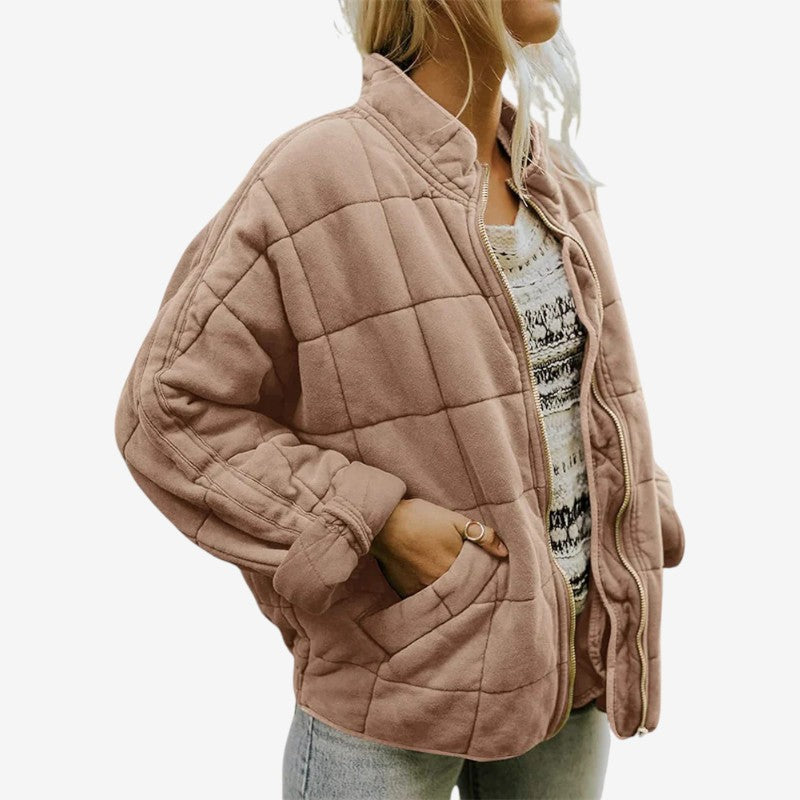 Women Zip-Up Jacket High Neck Structured Fit