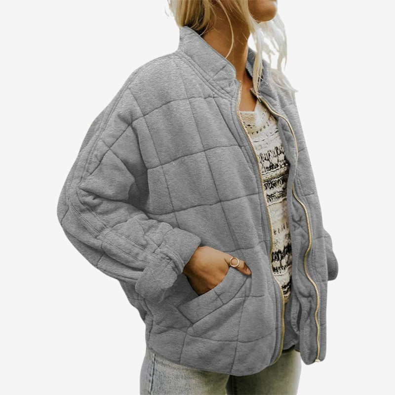 Women Zip-Up Jacket High Neck Structured Fit