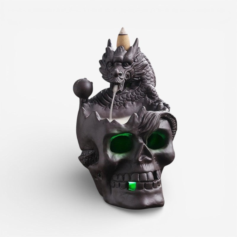 MysticFlow – LED Decorative Ornament with Skull and Dragon