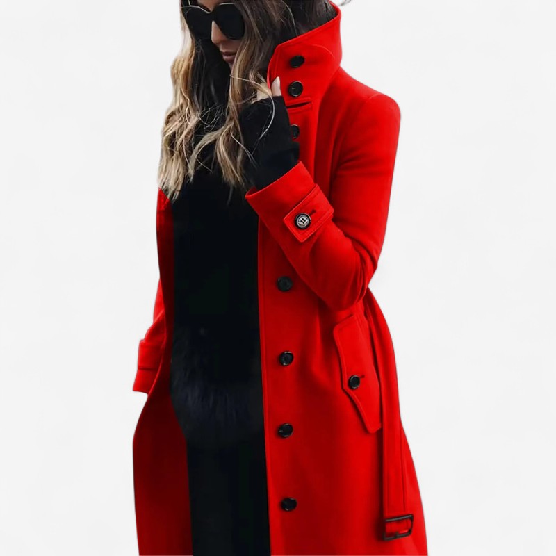 Jennifer – Trenchcoat met Lange MouwenTailleceintuur en Knopensluiting Velani