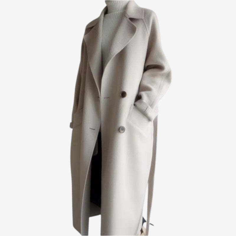 Chic Women's Long Sleeve Button-Front Overcoat