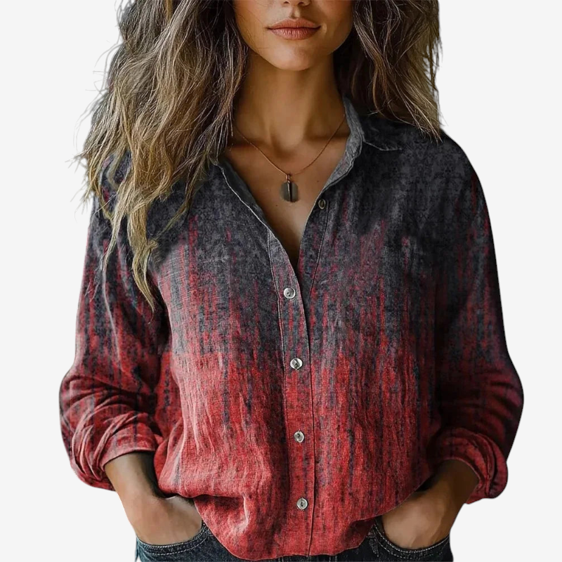 Women's Button-Up Shirt with Folded Collar
