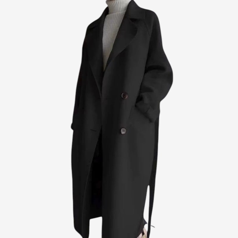 Chic Women's Long Sleeve Button-Front Overcoat