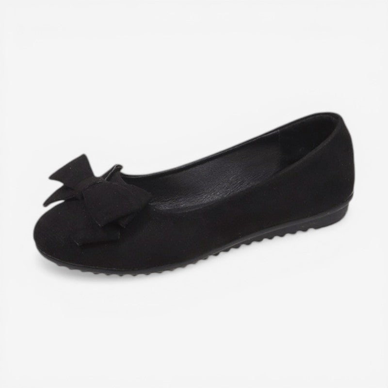 Women’s Slip-On Ballet Flats with Round Toe and Bow Detail
