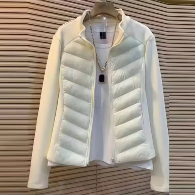 Quilvex - Quilted Chevron Pattern Jacket with Fixed Hood
