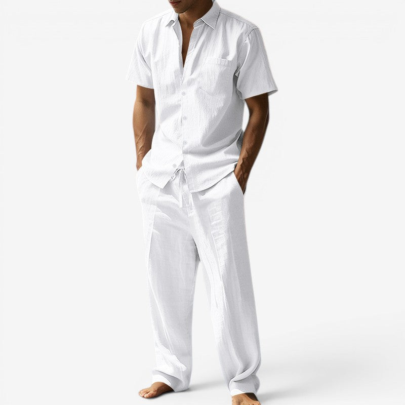 Men's Stylish 2-Piece Shirt and Drawstring Pants Set