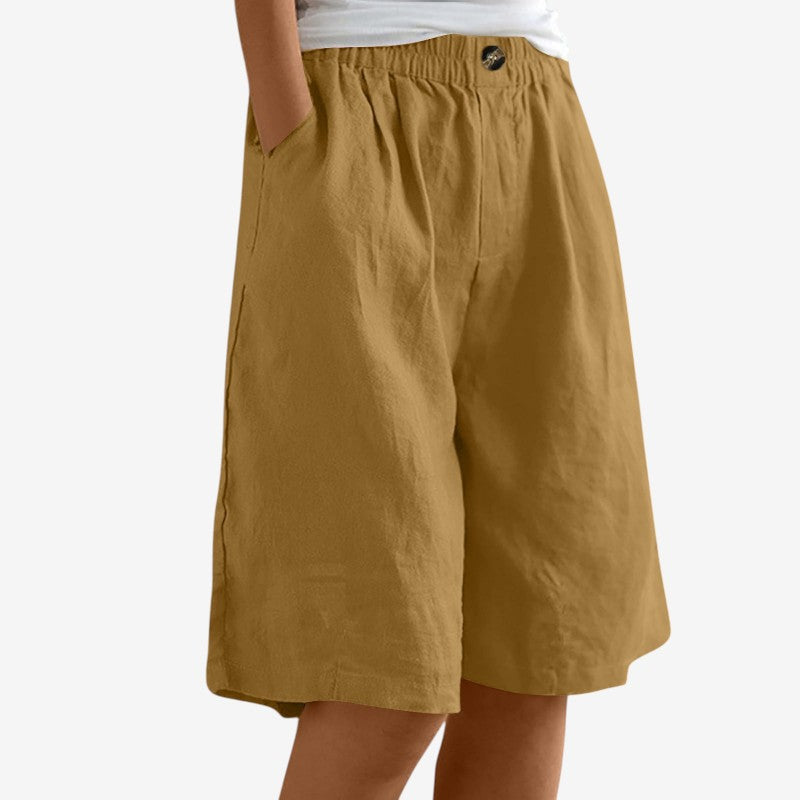 Stylish Women's Knee-Length Shorts with Elastic Waist
