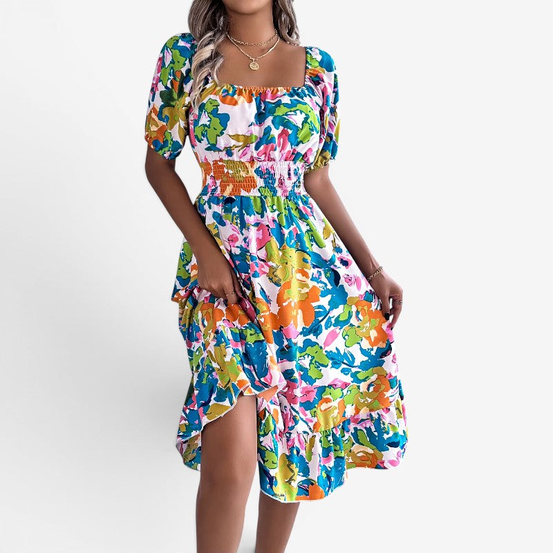 Women's Floral Off Shoulder Midi Dress