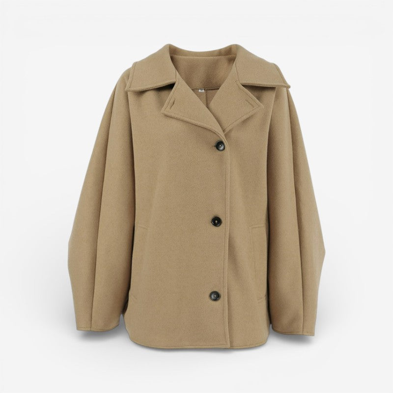 Nola – Loose Fit Long Sleeve Coat With Buttons And Pockets