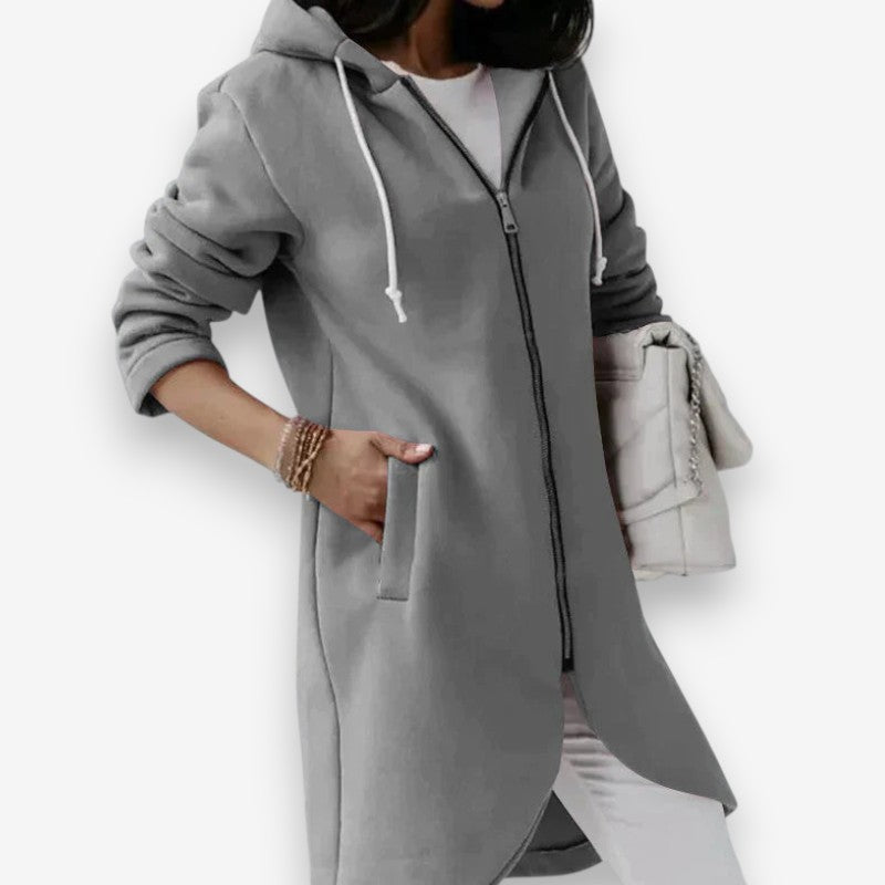 Mia – Long Sleeve Hoodie With Zipper Closure