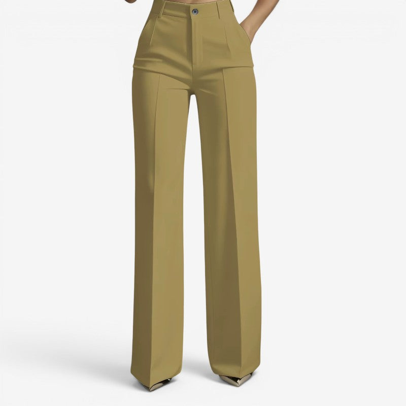 Chic Women's High-Waisted Straight Leg Trousers