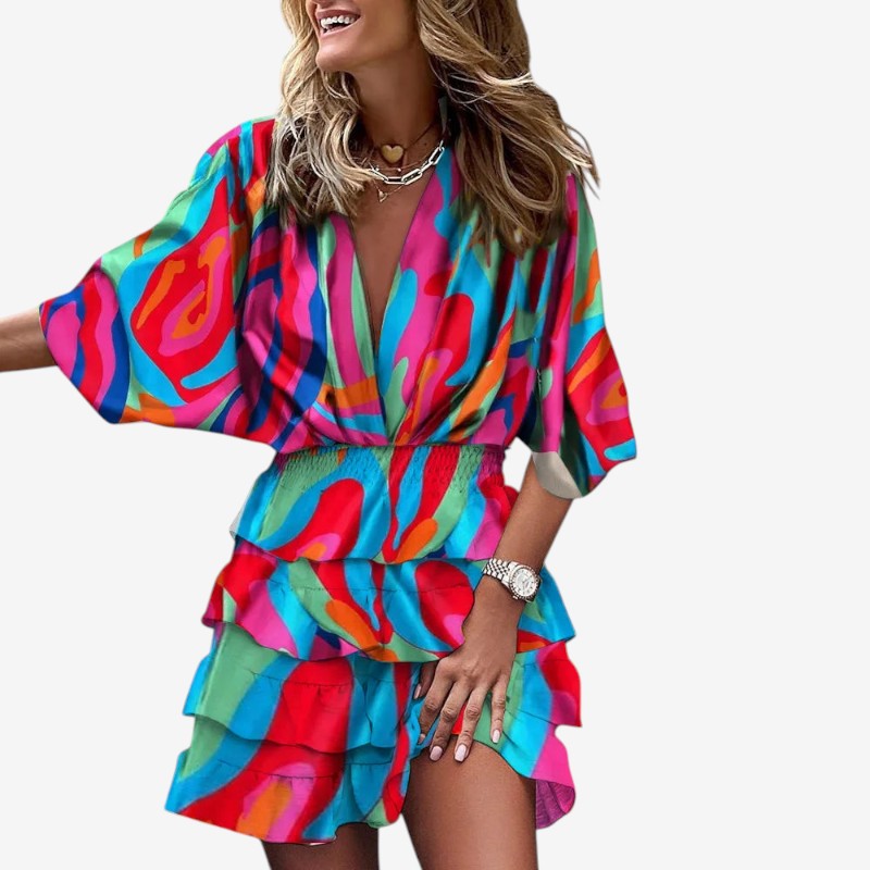 Women’s Mini Dress V Neck Ruffle