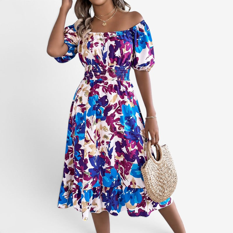 Women's Floral Off Shoulder Midi Dress
