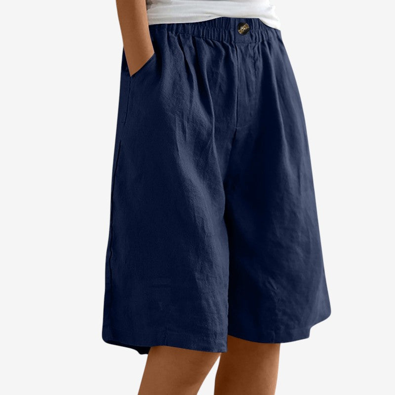 Stylish Women's Knee-Length Shorts with Elastic Waist
