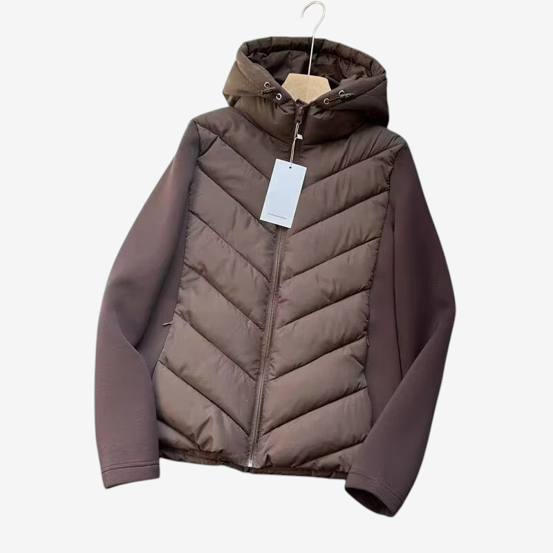 Quilvex - Quilted Chevron Pattern Jacket with Fixed Hood