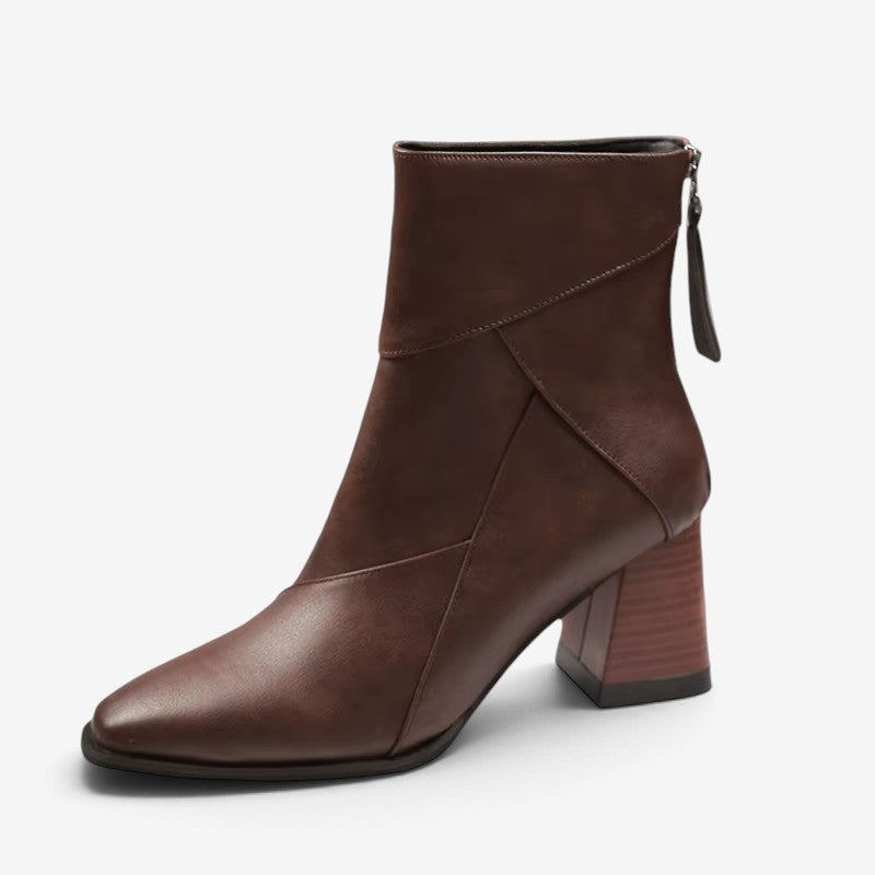 Accent - Women's Ankle Boots with Wide Heel and Square Toe