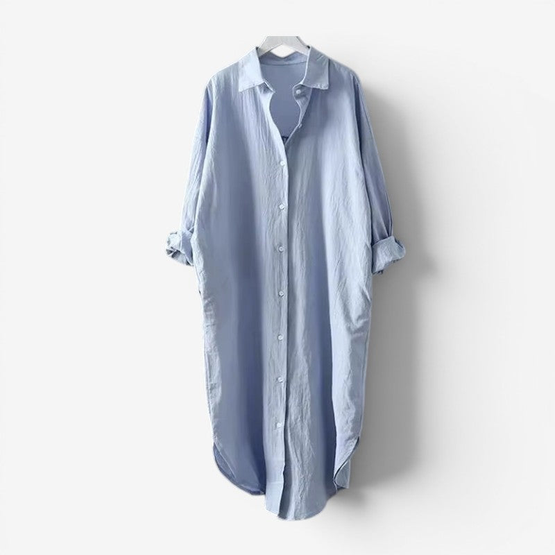 Chic Women's Long Sleeve Midi Shirt Dress