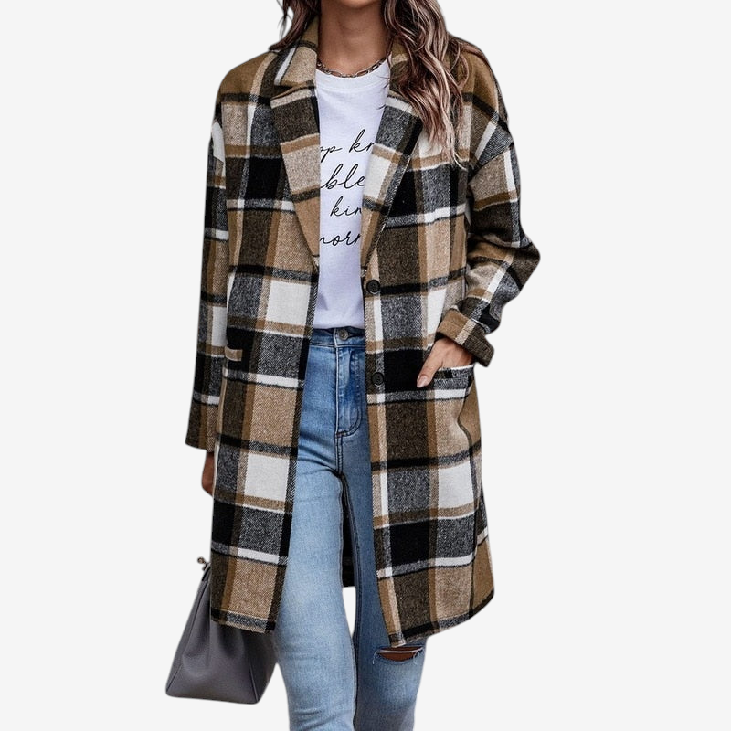 Women's Stylish Folded Collar Button Jacket