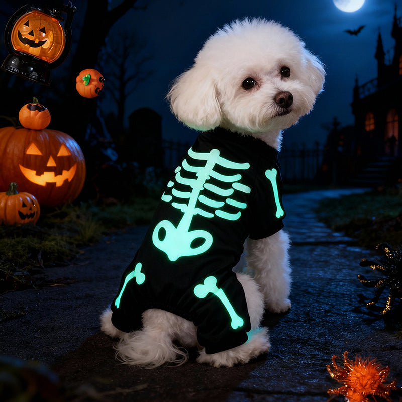 GlowBones - Skeleton Dog Jumpsuit with Glowing Design