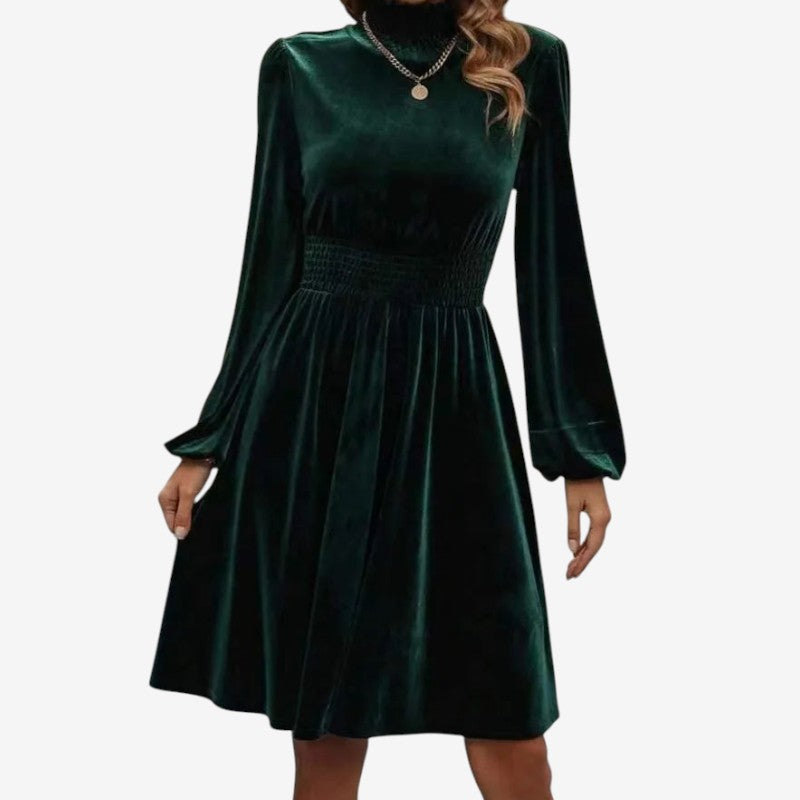 Kathleen - Lange Mouwen Turtleneck Jurk met Knie-lengte Velani