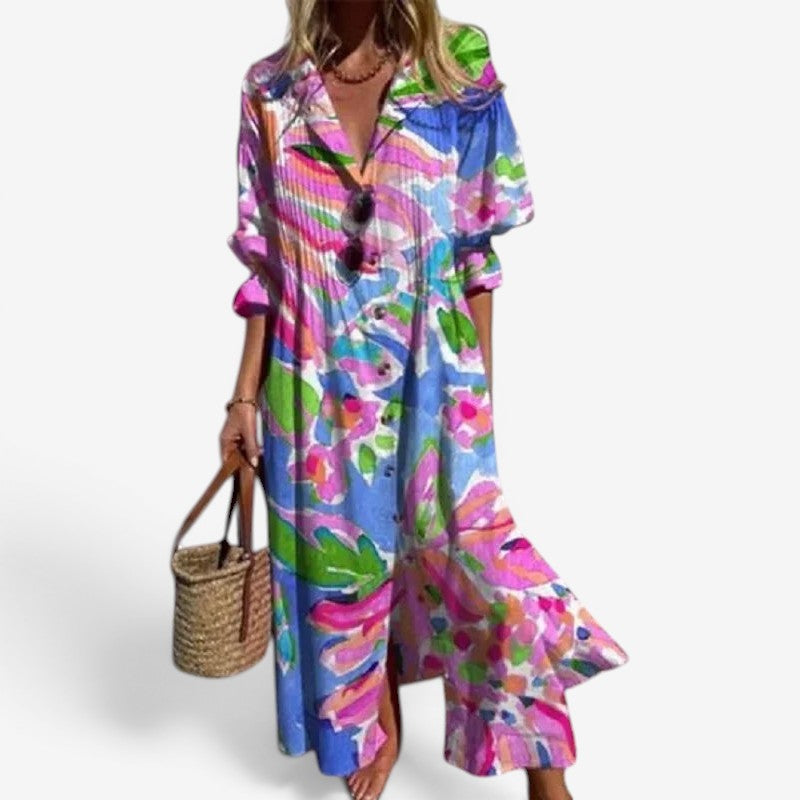 Women’s Maxi Dress Flowy Long Sleeves