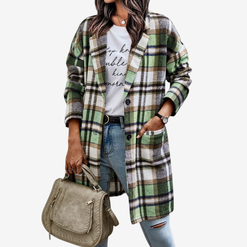 Women's Stylish Folded Collar Button Jacket