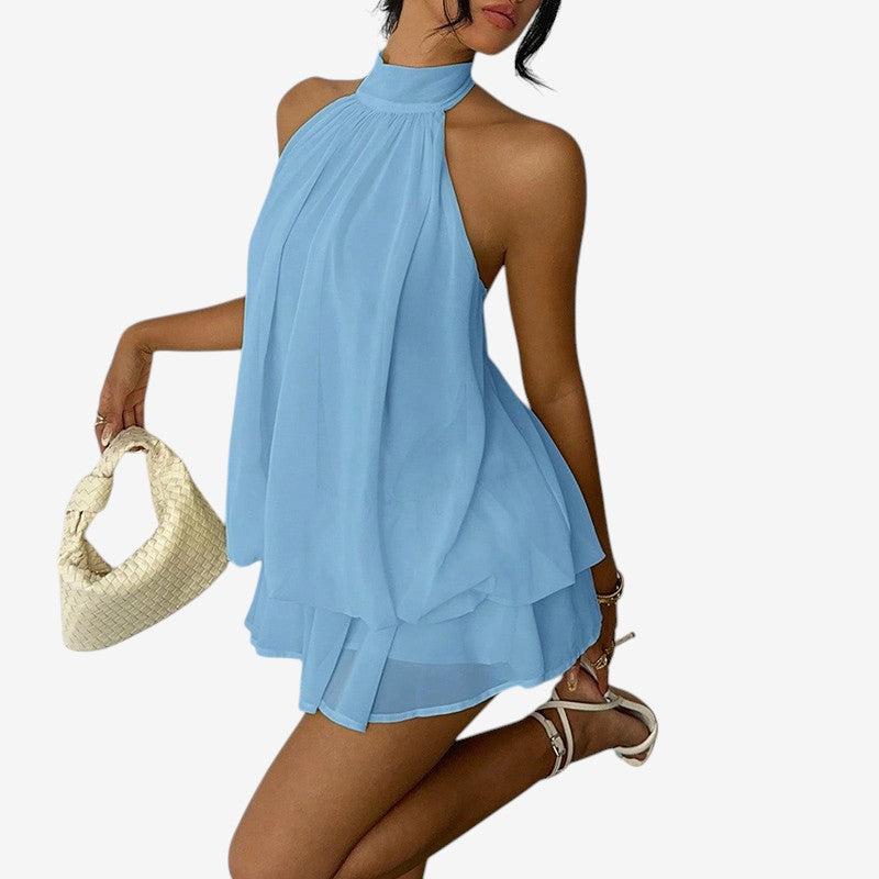 Chic Halter Neck A-Line Mini Dress for Women