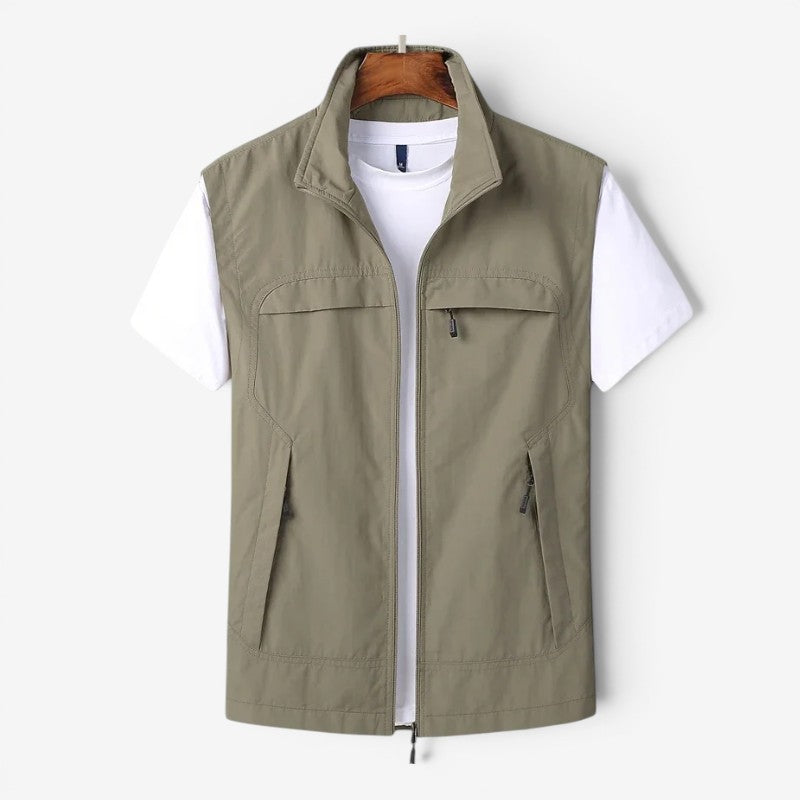 Men's Utility Vest with Stand Collar