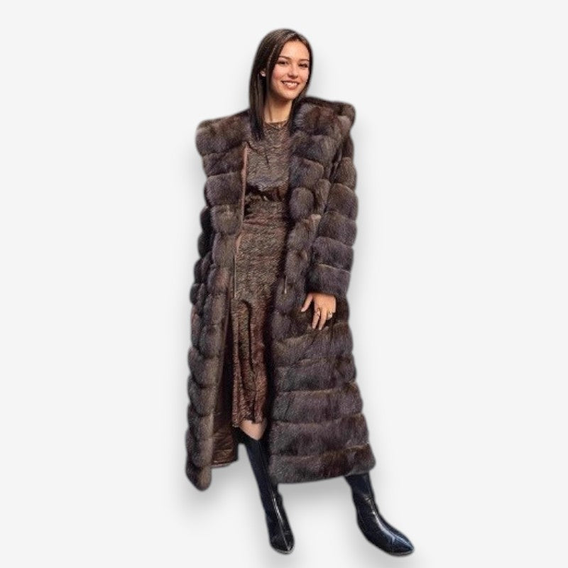 Olivia – Long Sleeve Coat with Hoodie Design