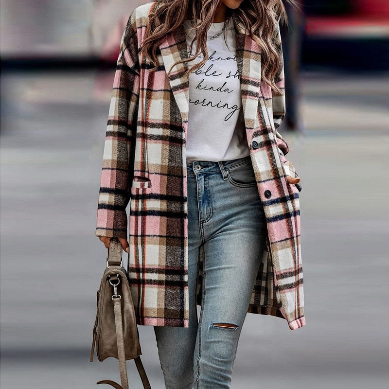 Women's Stylish Folded Collar Button Jacket
