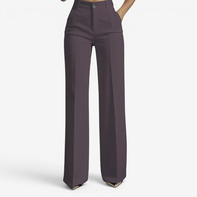 Chic Women's High-Waisted Straight Leg Trousers
