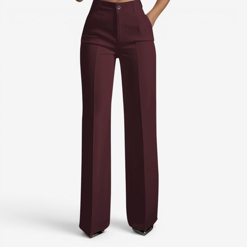 Chic Women's High-Waisted Straight Leg Trousers