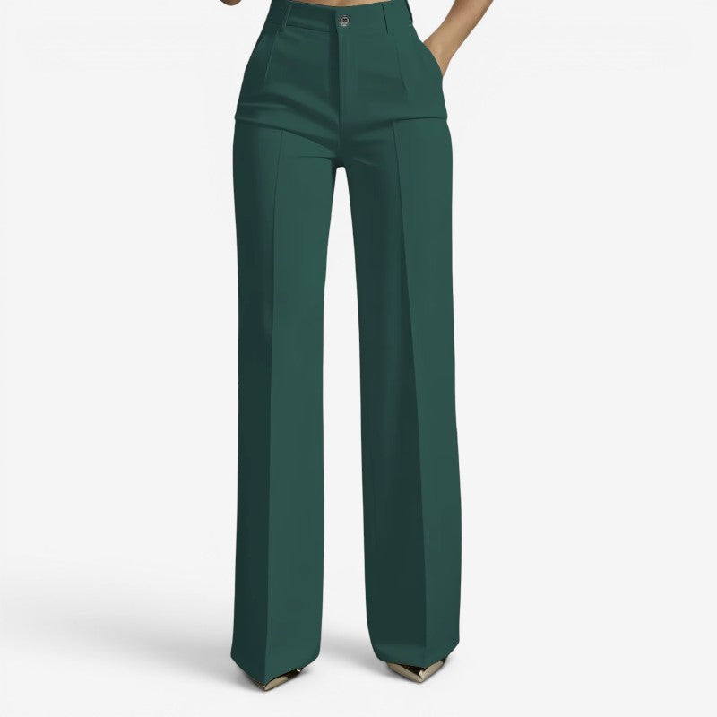 Chic Women's High-Waisted Straight Leg Trousers