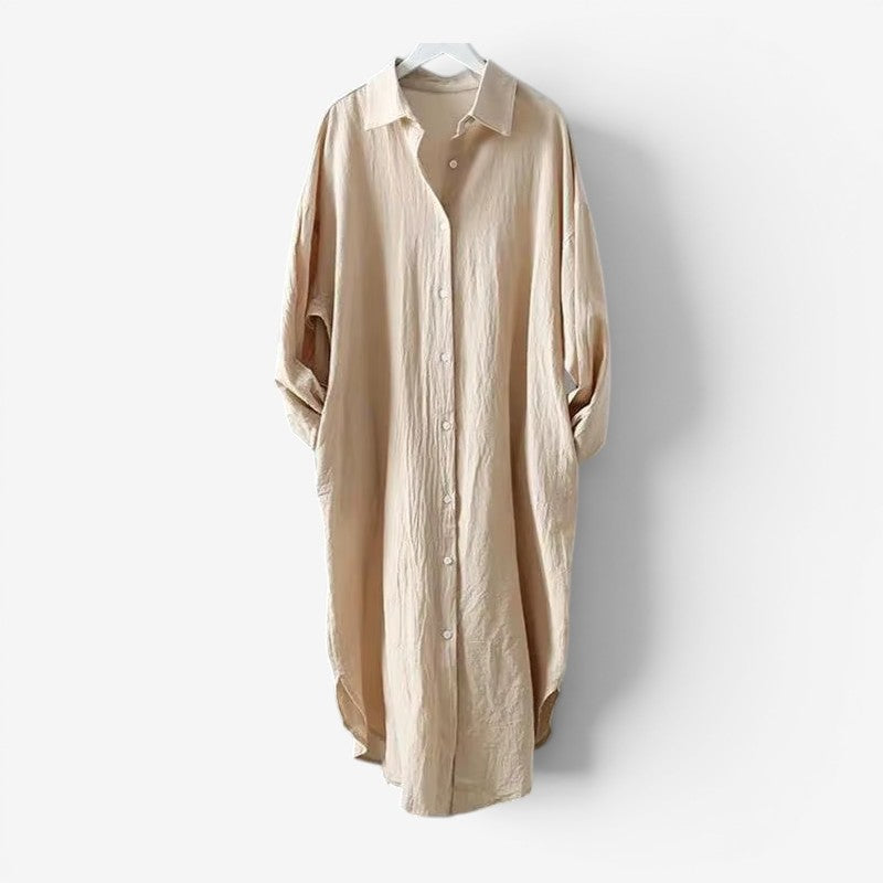 Chic Women's Long Sleeve Midi Shirt Dress