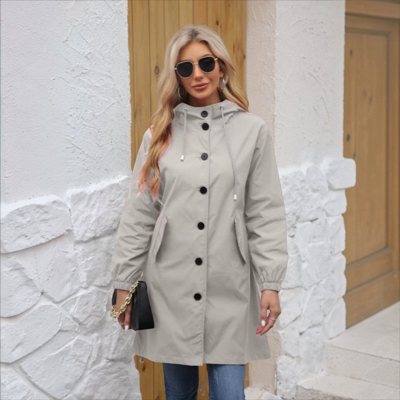 Parkline - Women's long-sleeved parka with hood and button closure