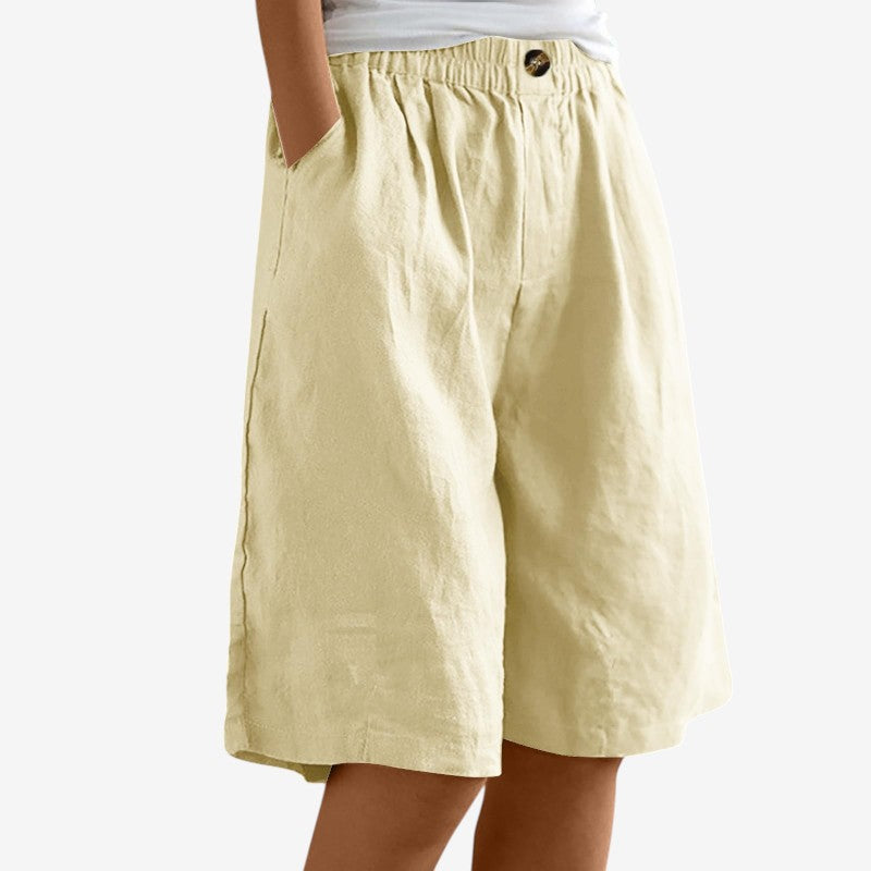 Stylish Women's Knee-Length Shorts with Elastic Waist