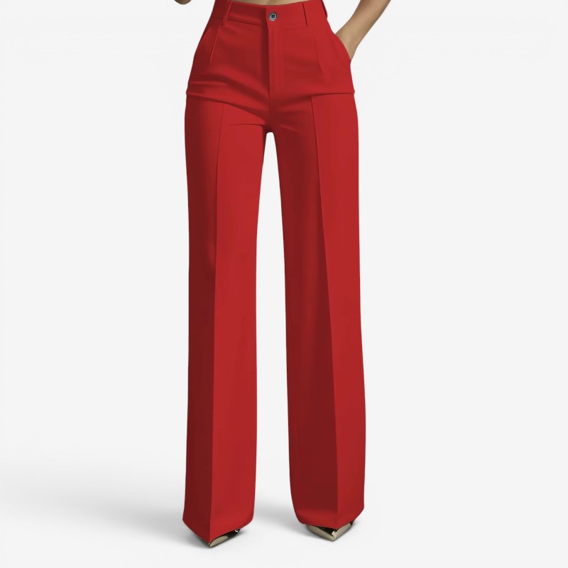 Chic Women's High-Waisted Straight Leg Trousers