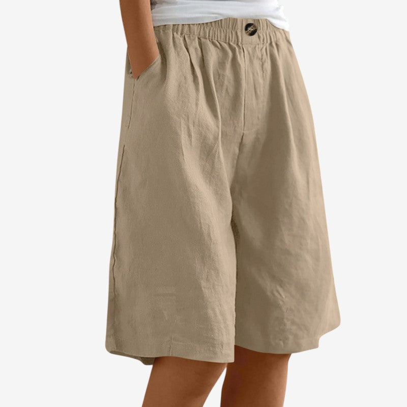 Stylish Women's Knee-Length Shorts with Elastic Waist