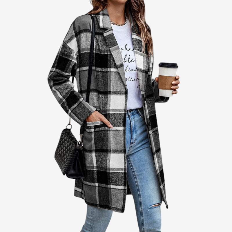 Women's Stylish Folded Collar Button Jacket