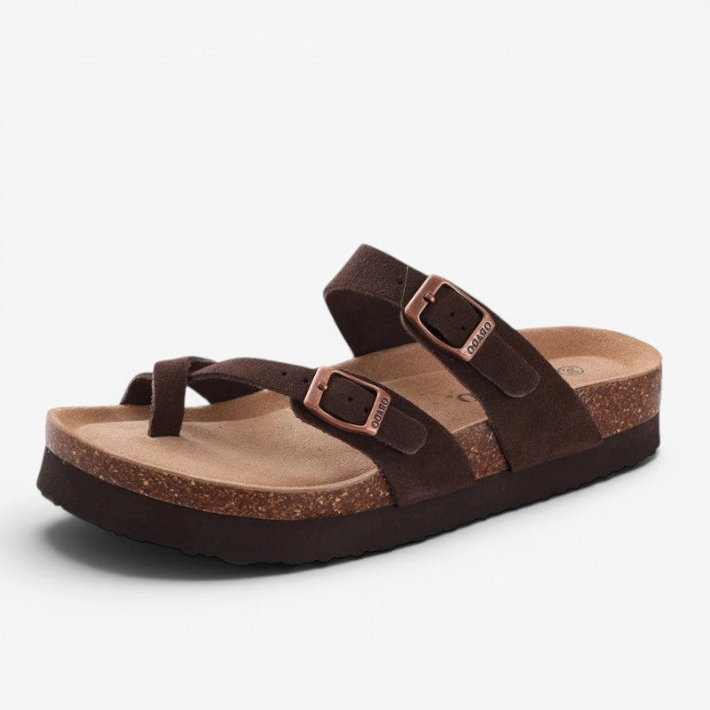 Double Buckle Slip-On Sandals