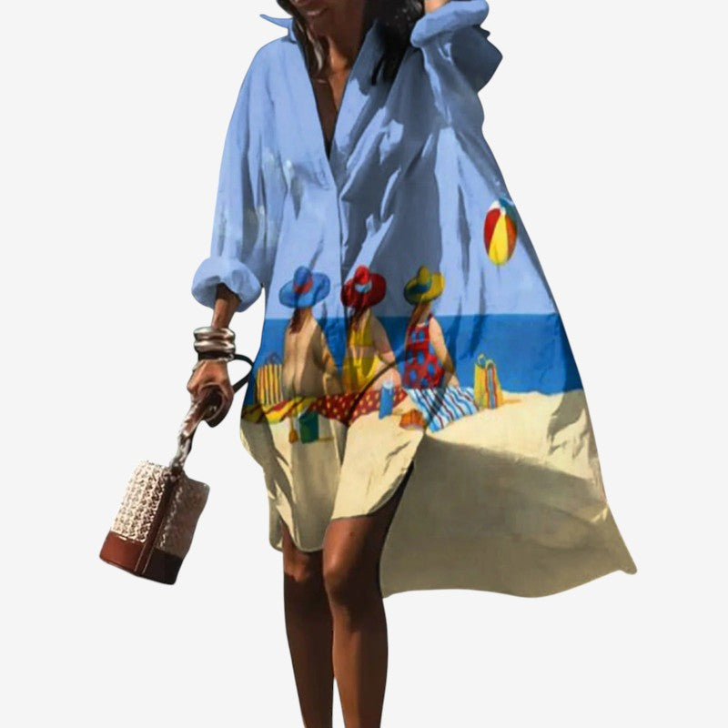 Women's Printed Dress with V-Neck