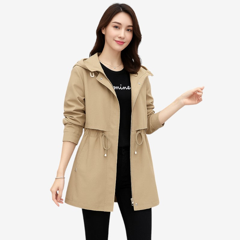 Valentina – Getailleerde Trenchcoat met Capuchon en Ritssluiting Velani